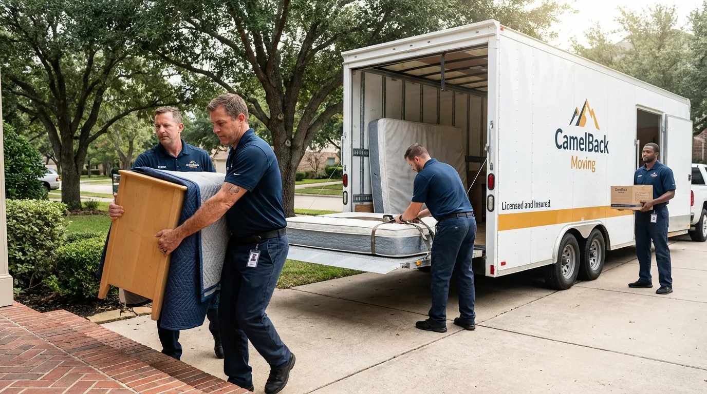 Crew loading residential truck for cross-state move from Blackville, SC